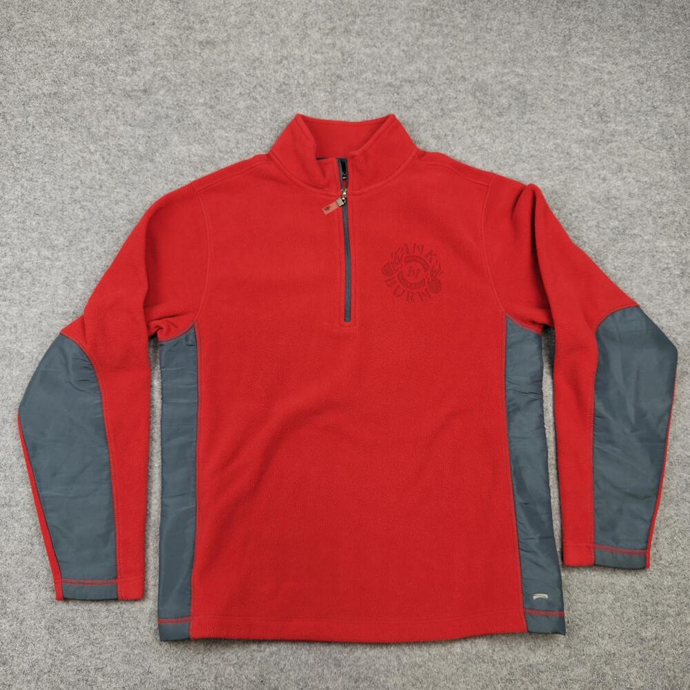 INKnBURN Pullover Mens Small Red Fleece 1/4 Zip Stand-Up Collar Running